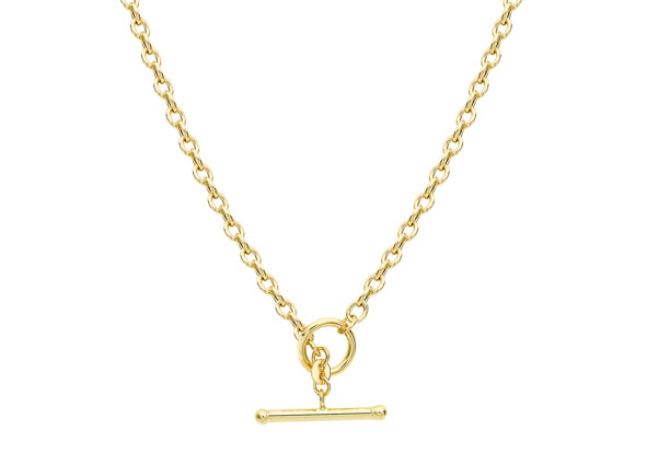 9ct Yellow Gold Albert T-bar Oval Belcher Necklace