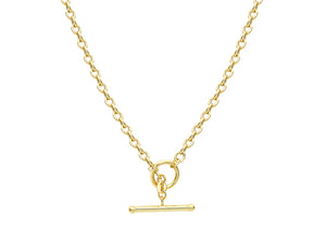 9ct Yellow Gold Albert T-bar Oval Belcher Necklace