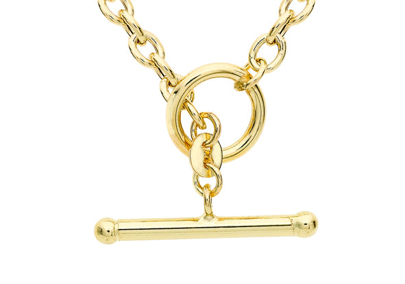 9ct Yellow Gold Albert T-bar Oval Belcher Necklace