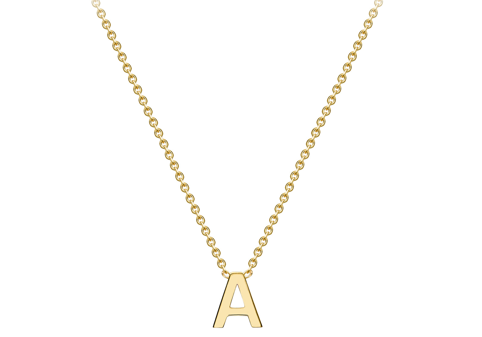 9ct Yellow Gold Plain Single Initial A Necklace