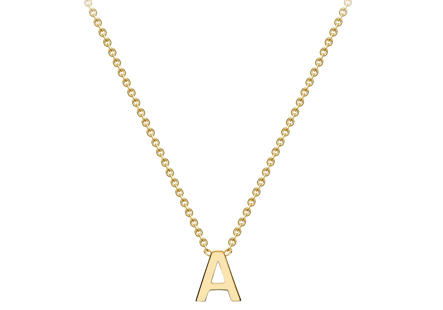 9ct Yellow Gold Plain Single Initial A Necklace