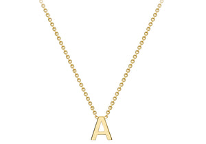 9ct Yellow Gold Plain Single Initial A Necklace