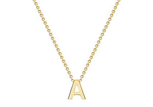 9ct Yellow Gold Plain Single Initial A Necklace