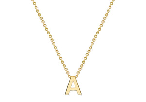 9ct Yellow Gold Plain Single Initial A Necklace