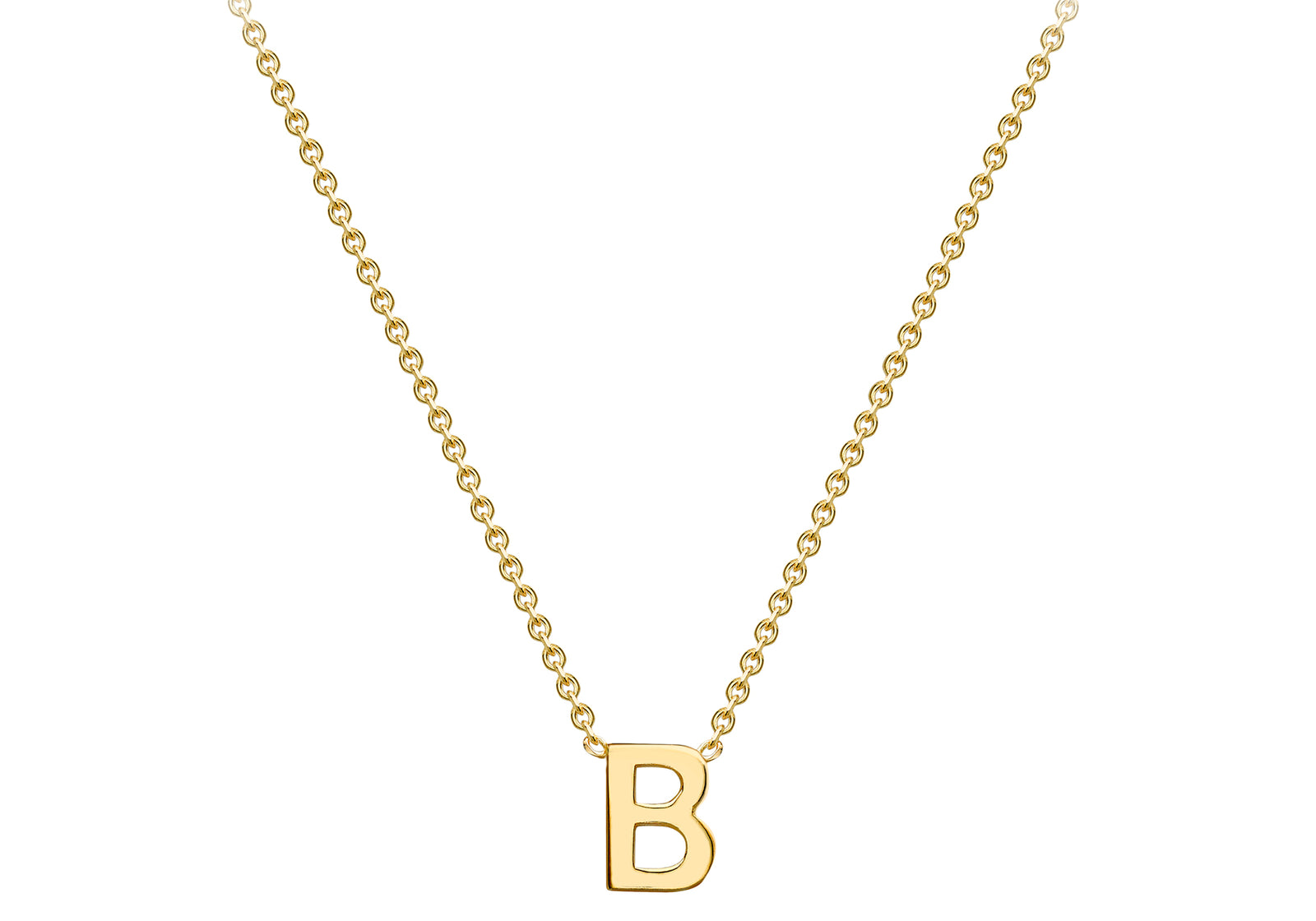 9ct Yellow Gold Plain Single Initial B Necklace