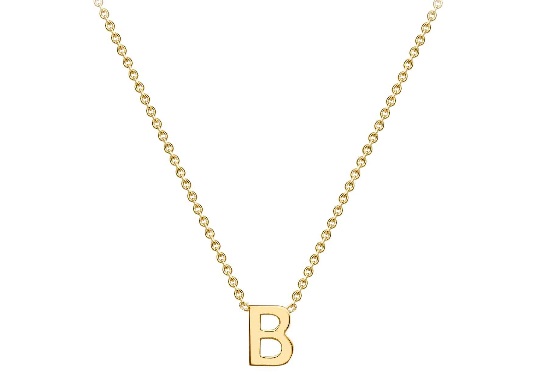 9ct Yellow Gold Plain Single Initial B Necklace