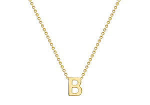 9ct Yellow Gold Plain Single Initial B Necklace