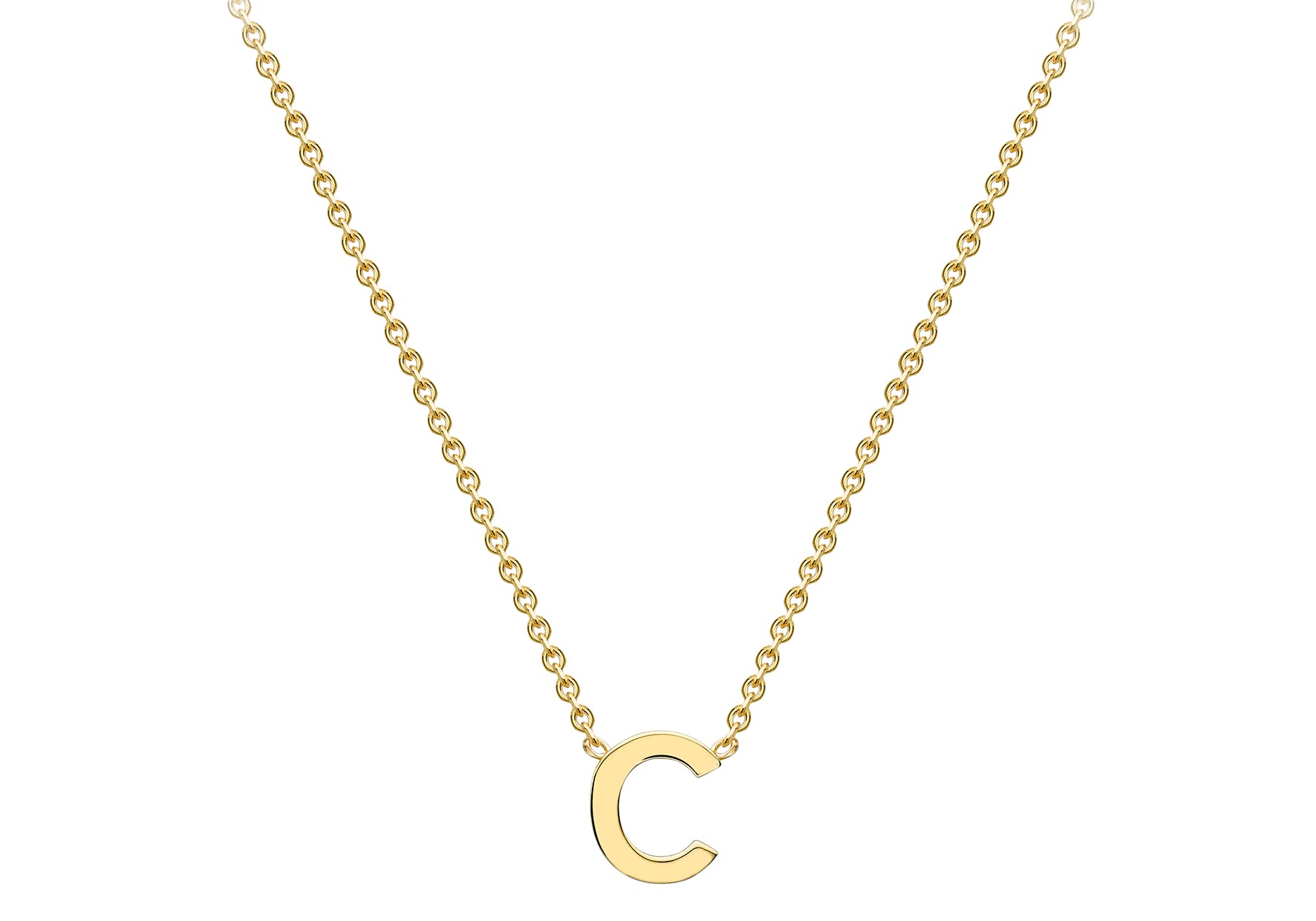 9ct Yellow Gold Plain Single Initial C Necklace