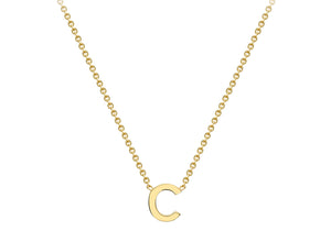 9ct Yellow Gold Plain Single Initial C Necklace