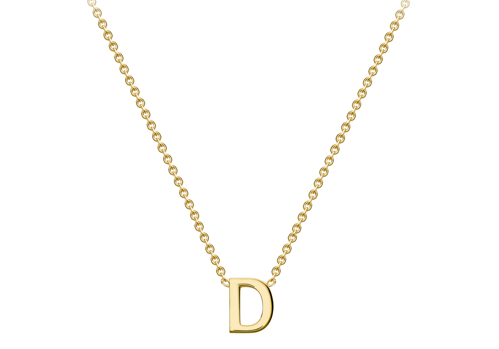 9ct Yellow Gold Plain Single Initial D Necklace