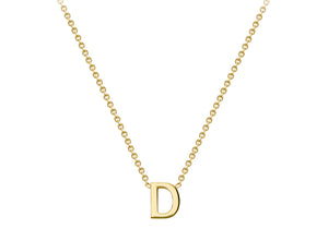 9ct Yellow Gold Plain Single Initial D Necklace