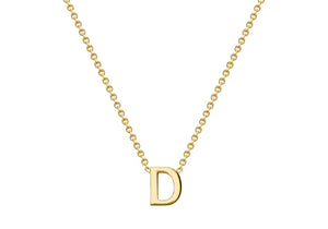 9ct Yellow Gold Plain Single Initial D Necklace