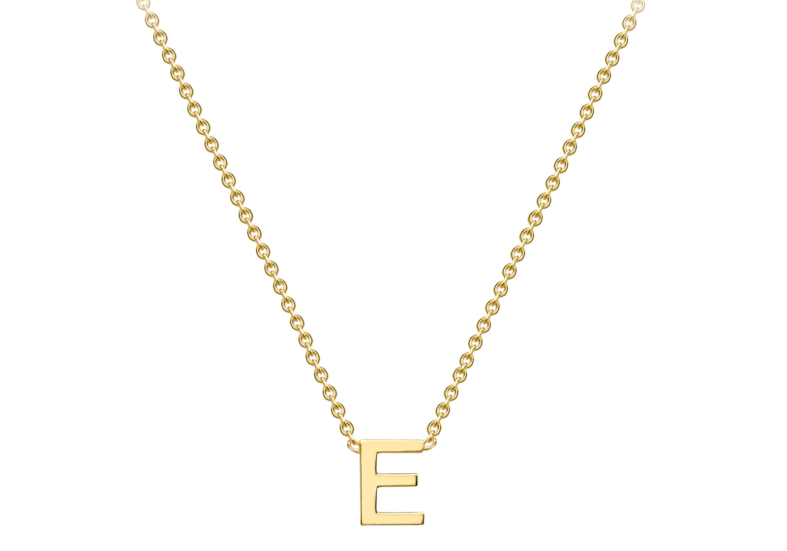 9ct Yellow Gold Plain Single Initial E Necklace