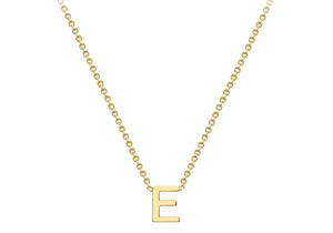 9ct Yellow Gold Plain Single Initial E Necklace