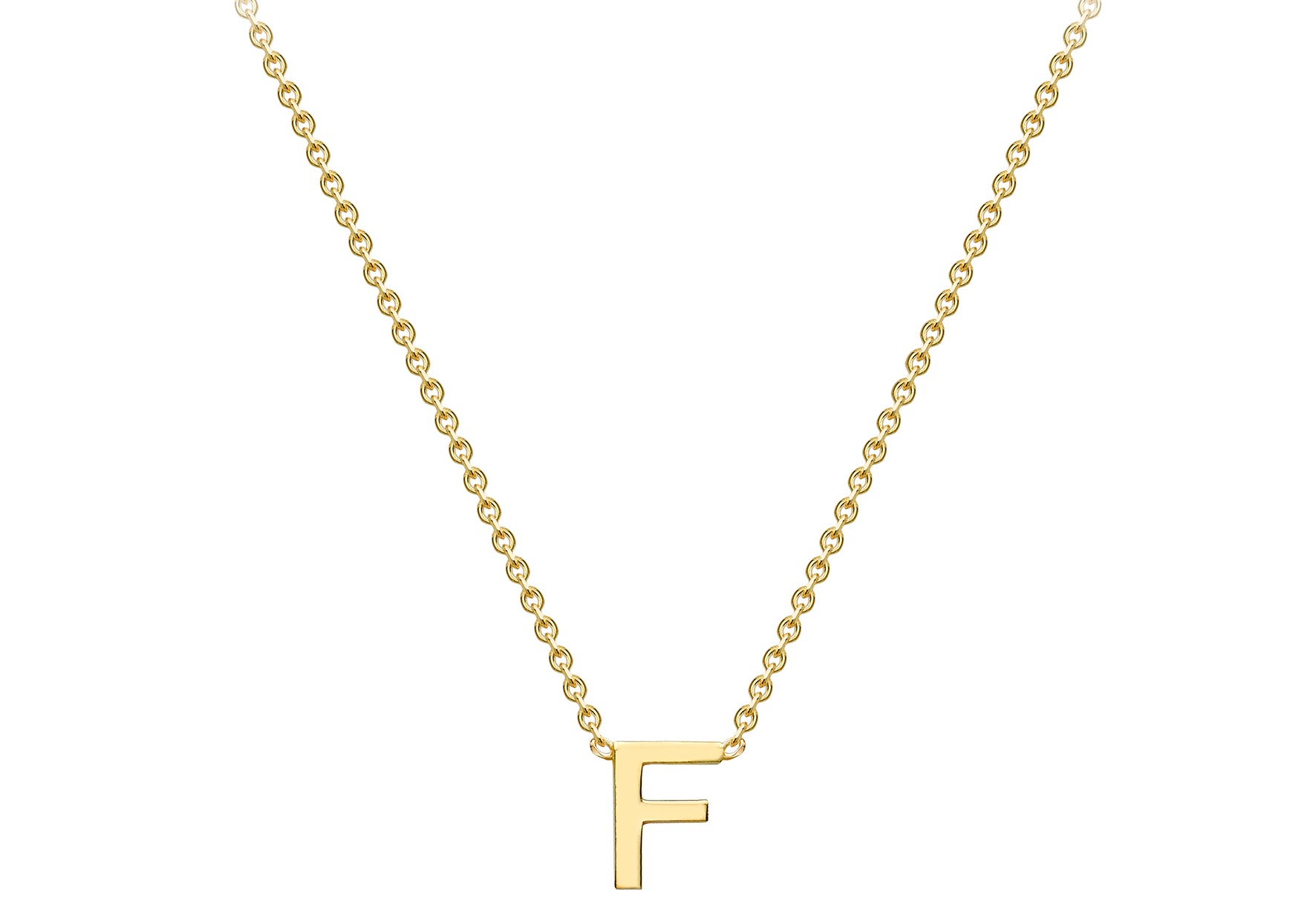 9ct Yellow Gold Plain Single Initial F Necklace