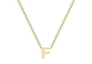 9ct Yellow Gold Plain Single Initial F Necklace