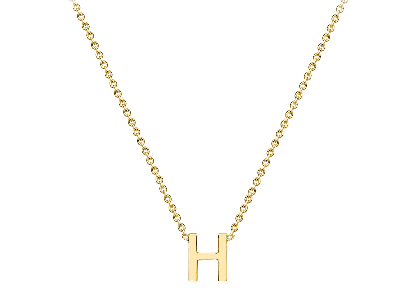 9ct Yellow Gold Plain Single Initial H Necklace