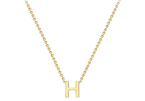 9ct Yellow Gold Plain Single Initial H Necklace