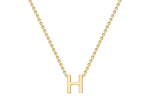 9ct Yellow Gold Plain Single Initial H Necklace
