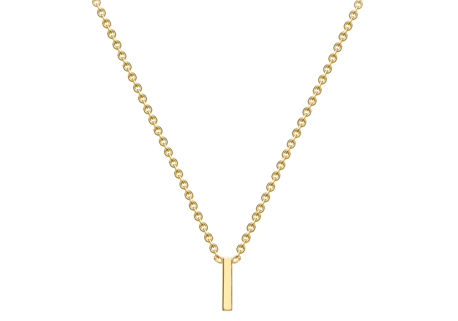 9ct Yellow Gold Plain Single Initial I Necklace