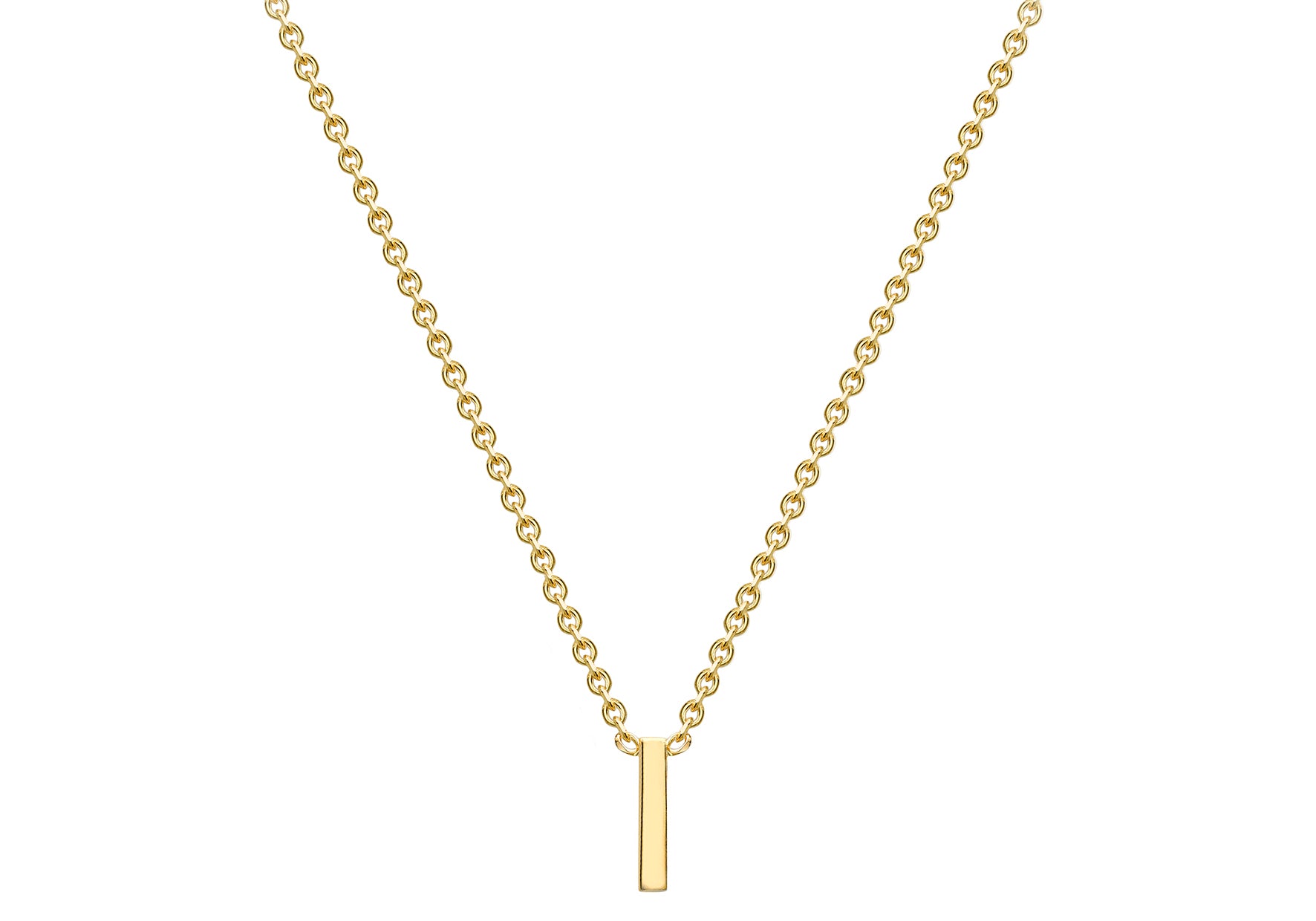 9ct Yellow Gold Plain Single Initial I Necklace