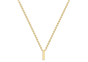 9ct Yellow Gold Plain Single Initial I Necklace
