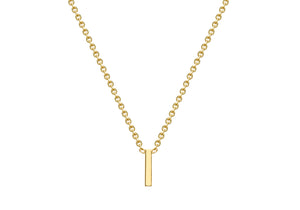 9ct Yellow Gold Plain Single Initial I Necklace