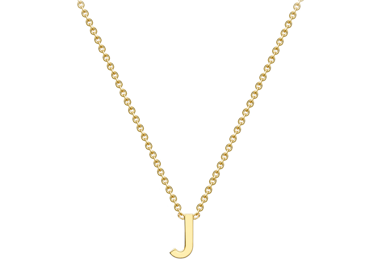 9ct Yellow Gold Plain Single Initial J Necklace
