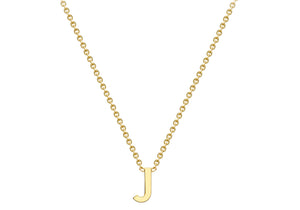 9ct Yellow Gold Plain Single Initial J Necklace
