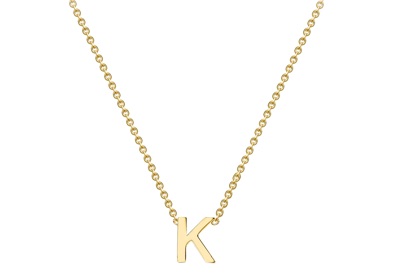 9ct Yellow Gold Plain Single Initial K Necklace