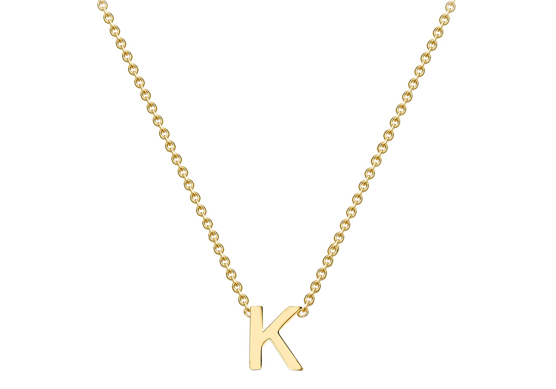 9ct Yellow Gold Plain Single Initial K Necklace
