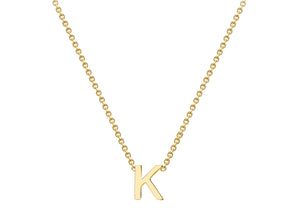 9ct Yellow Gold Plain Single Initial K Necklace