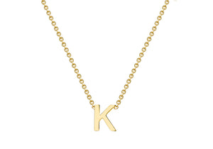 9ct Yellow Gold Plain Single Initial K Necklace