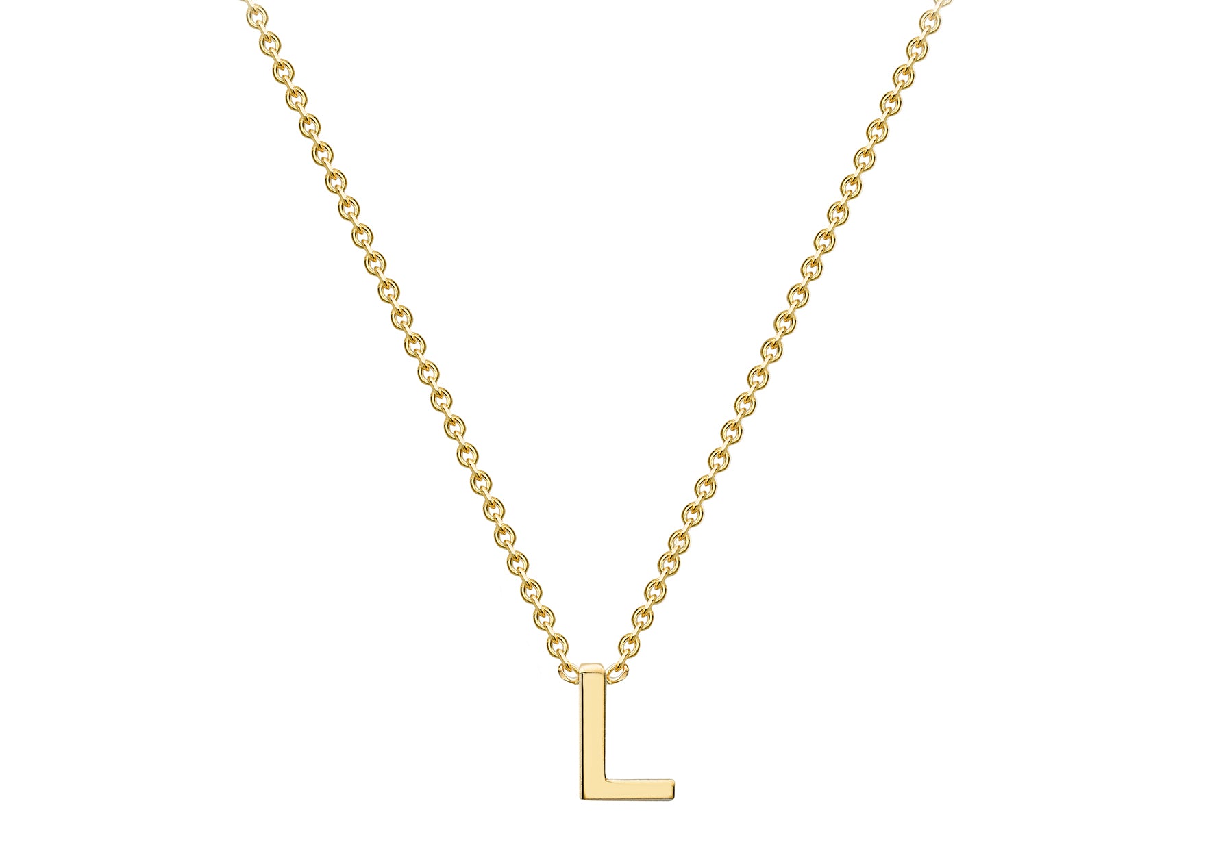 9ct Yellow Gold Plain Single Initial L Necklace