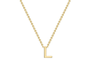 9ct Yellow Gold Plain Single Initial L Necklace