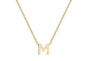 9ct Yellow Gold Plain Single Initial M Necklace