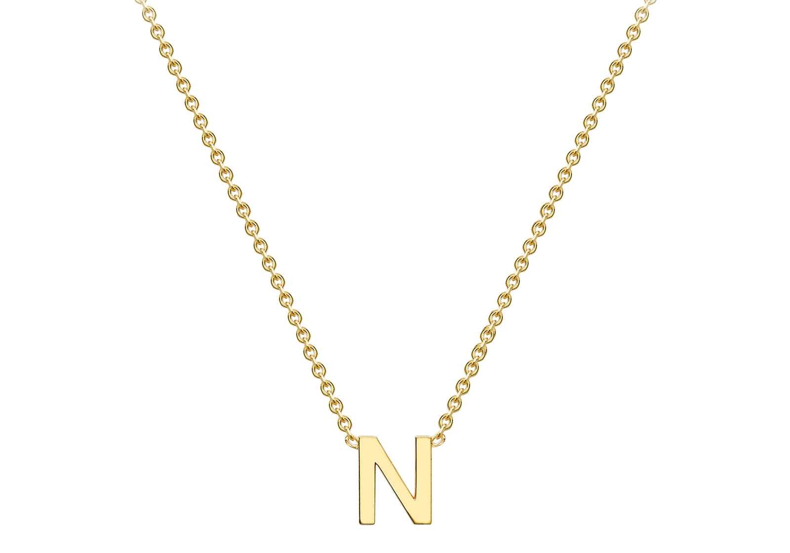 9ct Yellow Gold Plain Single Initial N Necklace