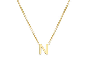 9ct Yellow Gold Plain Single Initial N Necklace