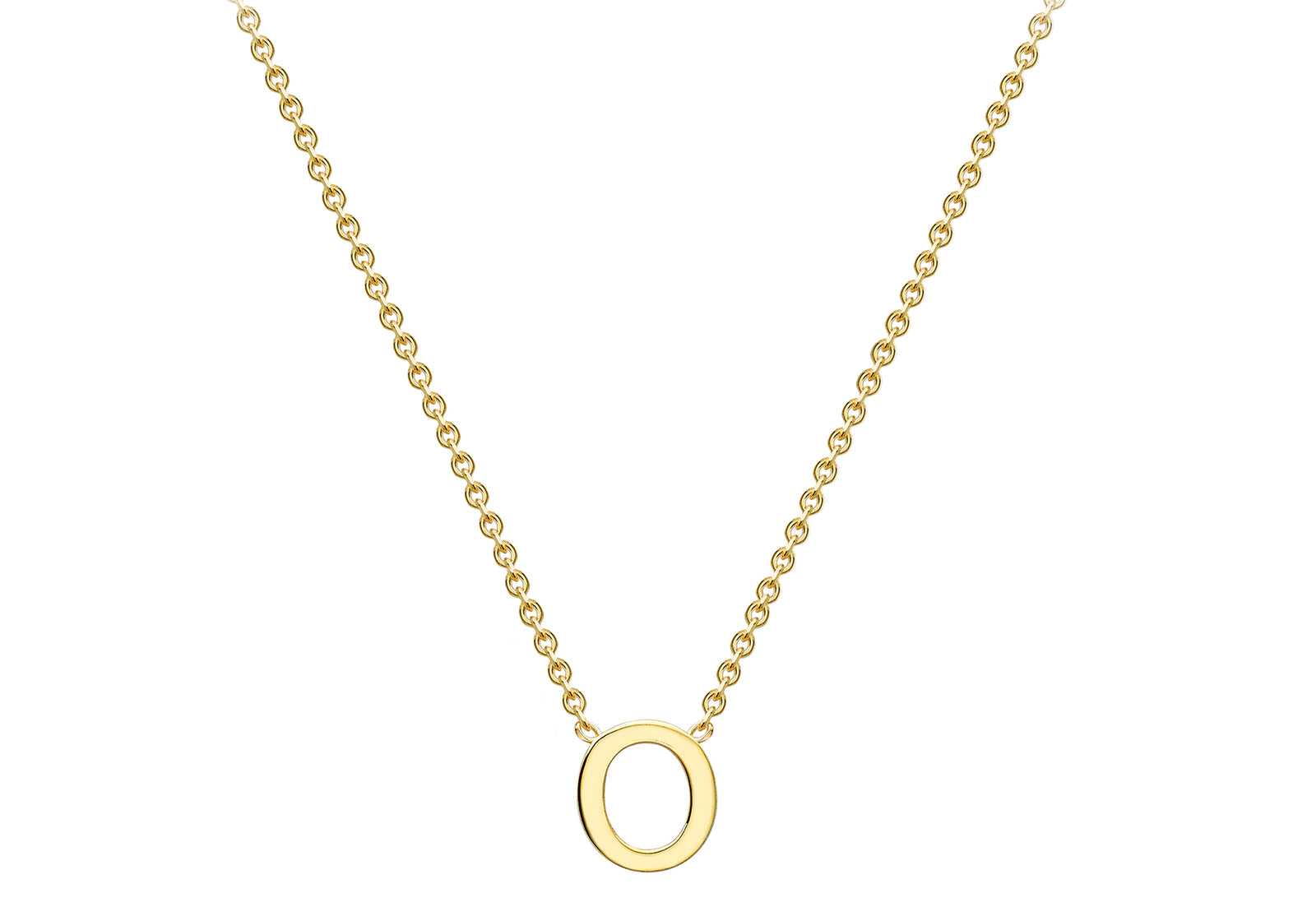 9ct Yellow Gold Plain Single Initial O Necklace