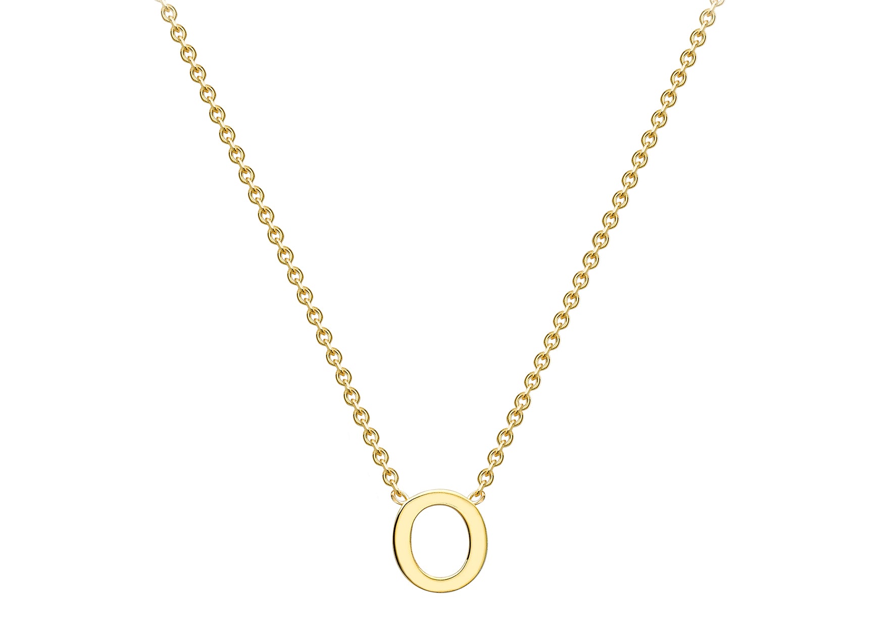 9ct Yellow Gold Plain Single Initial O Necklace