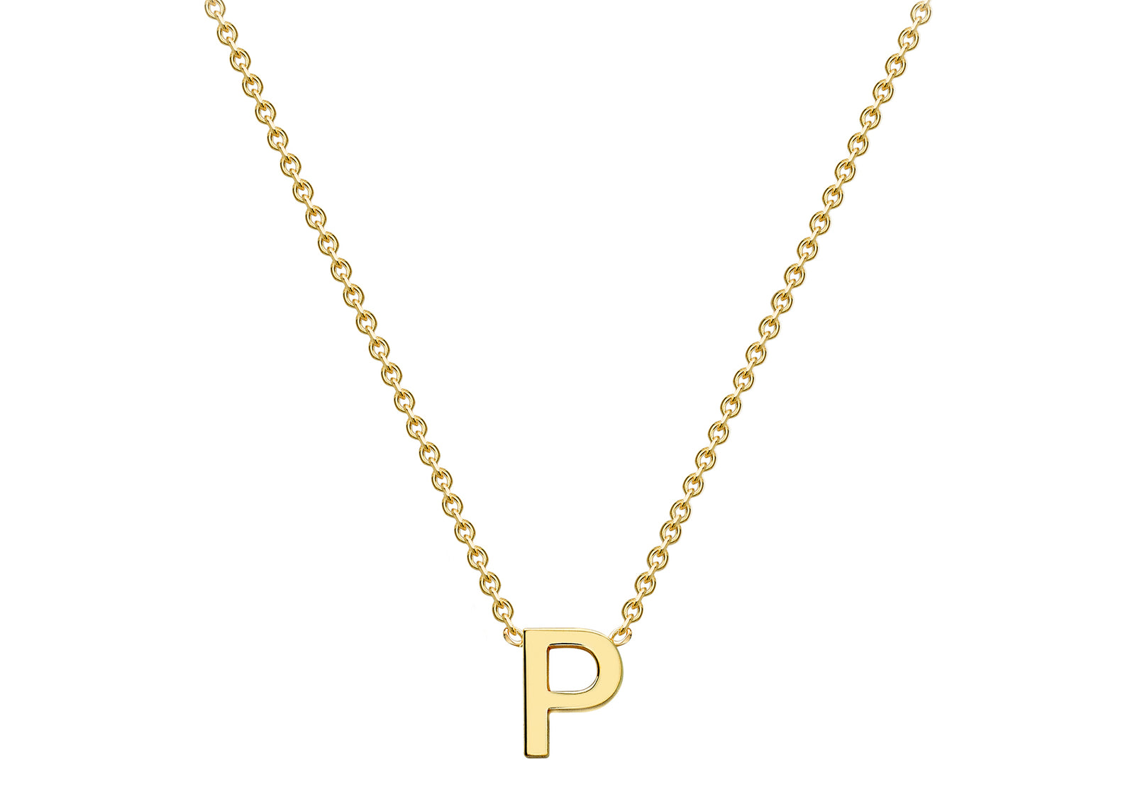 9ct Yellow Gold Plain Single Initial P Necklace