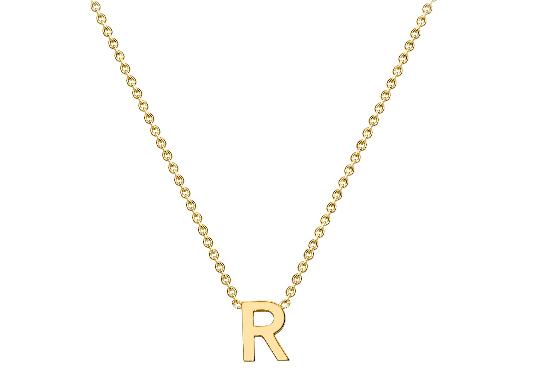 9ct Yellow Gold Plain Single Initial R Necklace