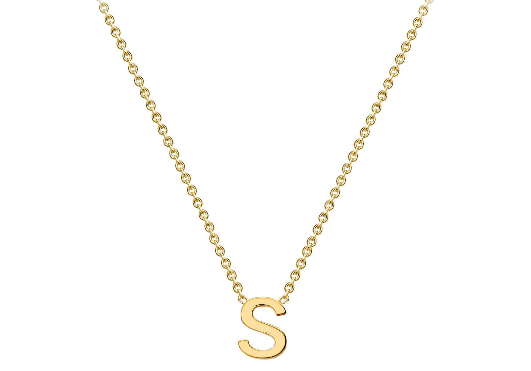 9ct Yellow Gold Plain Single Initial S Necklace