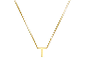 9ct Yellow Gold Plain Single Initial T Necklace