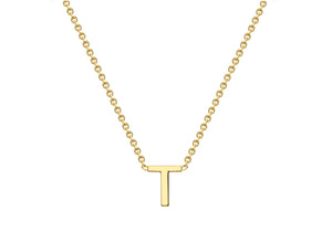 9ct Yellow Gold Plain Single Initial T Necklace