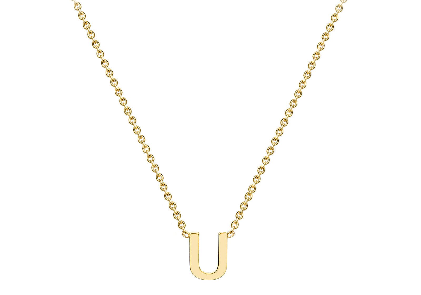 9ct Yellow Gold Plain Single Initial U Necklace