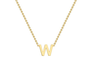 9ct Yellow Gold Plain Single Initial W Necklace