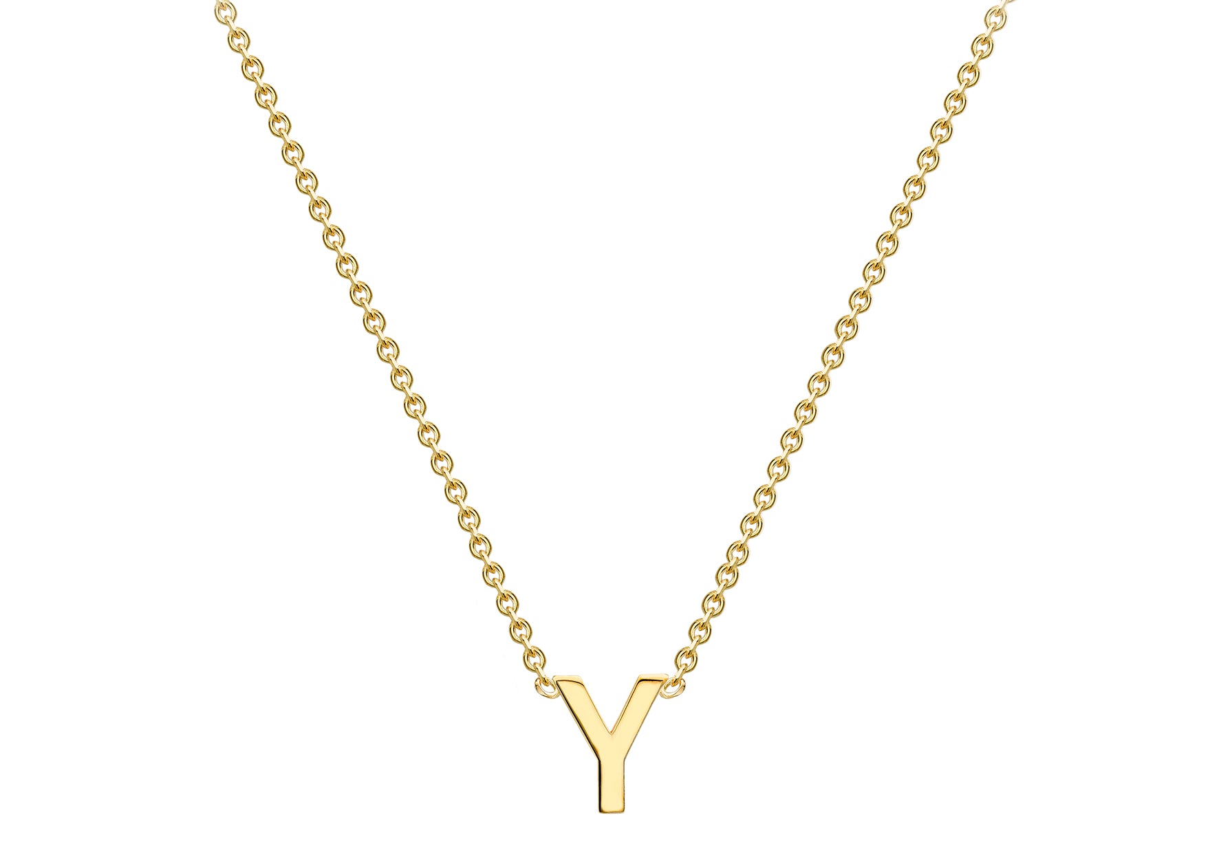9ct Yellow Gold Plain Single Initial Y Necklace