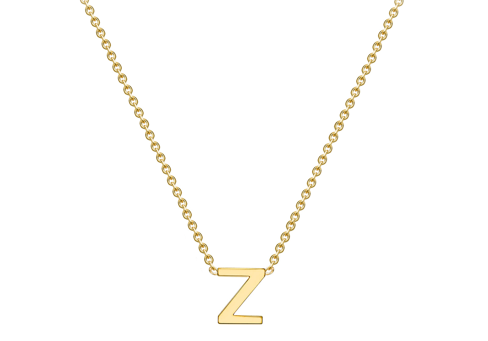 9ct Yellow Gold Plain Single Initial Z Necklace