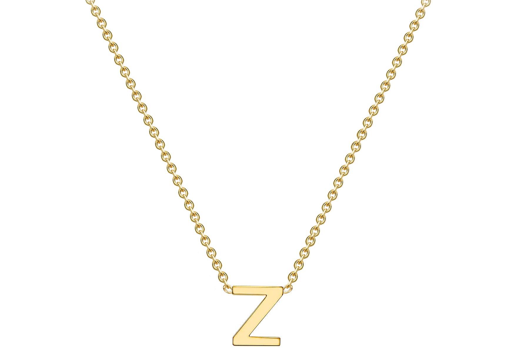 9ct Yellow Gold Plain Single Initial Z Necklace
